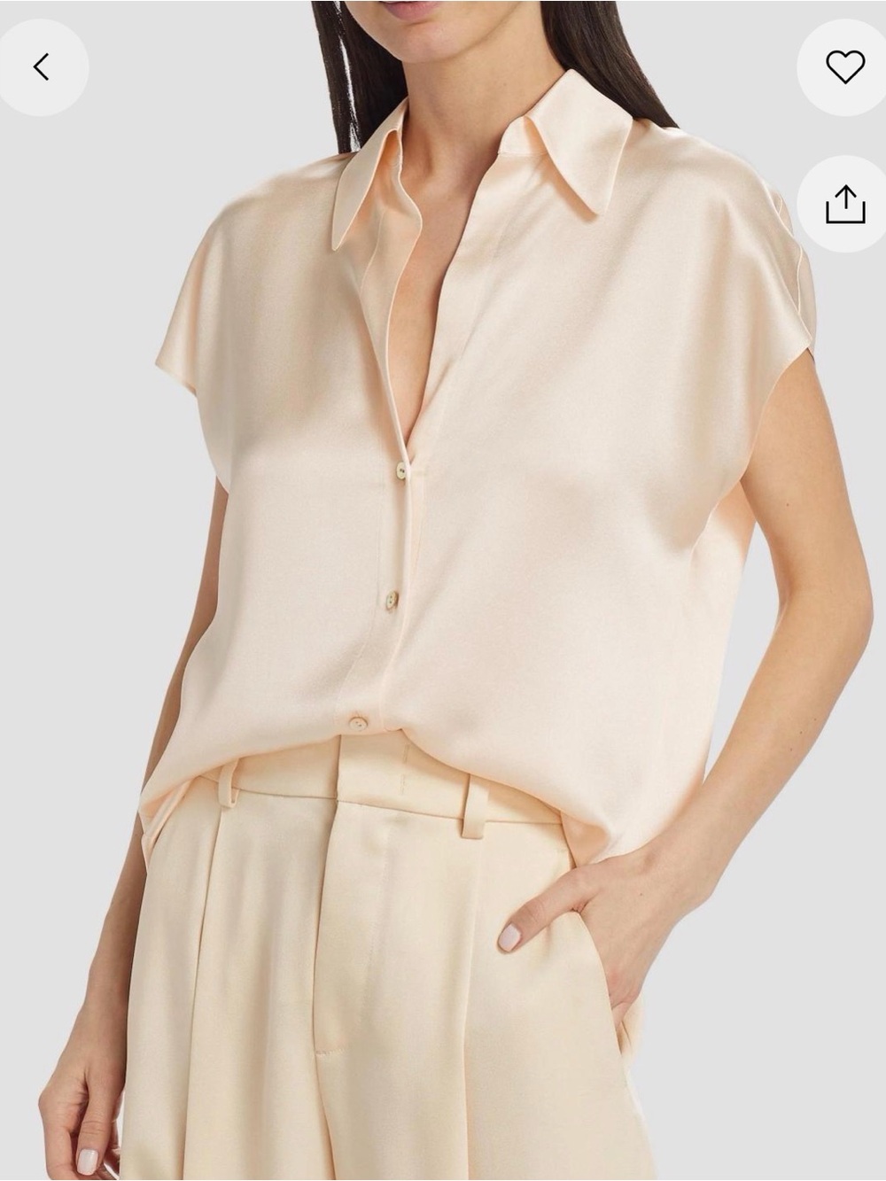 Vince Cap-Sleeve Silk Blouse - Size S/P, Color Chiffon